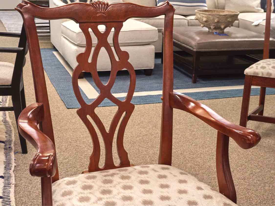 Set of (8) Mahogany Crescent Furniture Chippendale Style Dining Chairs