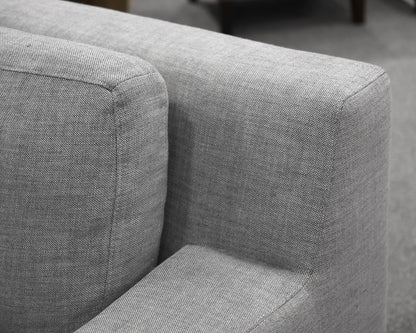 RH Modena Track-Arm Bench Cushion Right Arm Luxe L-Sectional in Grey Linen