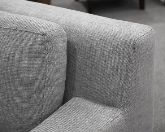 RH Modena Track-Arm Bench Cushion Right Arm Luxe L-Sectional in Grey Linen