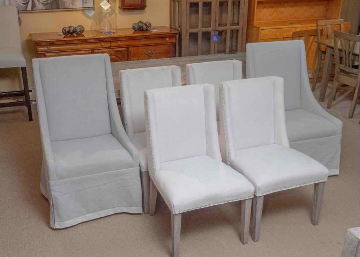 Set of 6 Universal Furniture Dining Chairs with Linen Upholstery