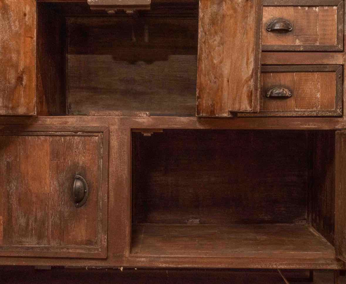 Arhaus Rustic Wooden 6 Drawer 4 Door Metal Cup Handles Accent Sideboard Chest