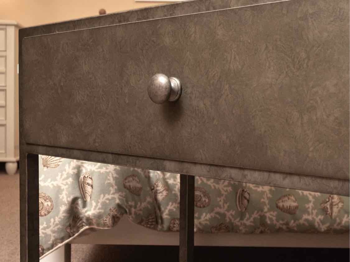 Pair of Pottery Barn Gunmetal Frame & Elm Wood Plank Top  Nightstands