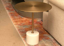Article 'Narro' Marble Base Brushed Brass Finish Round Cocktail Accent Table
