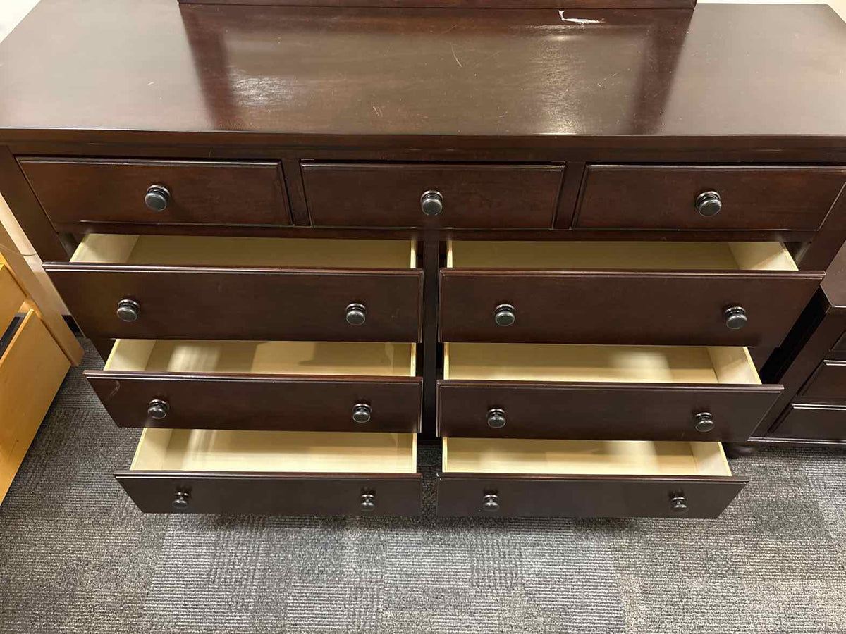 9-Drawer Dresser and Mirror in Espresso