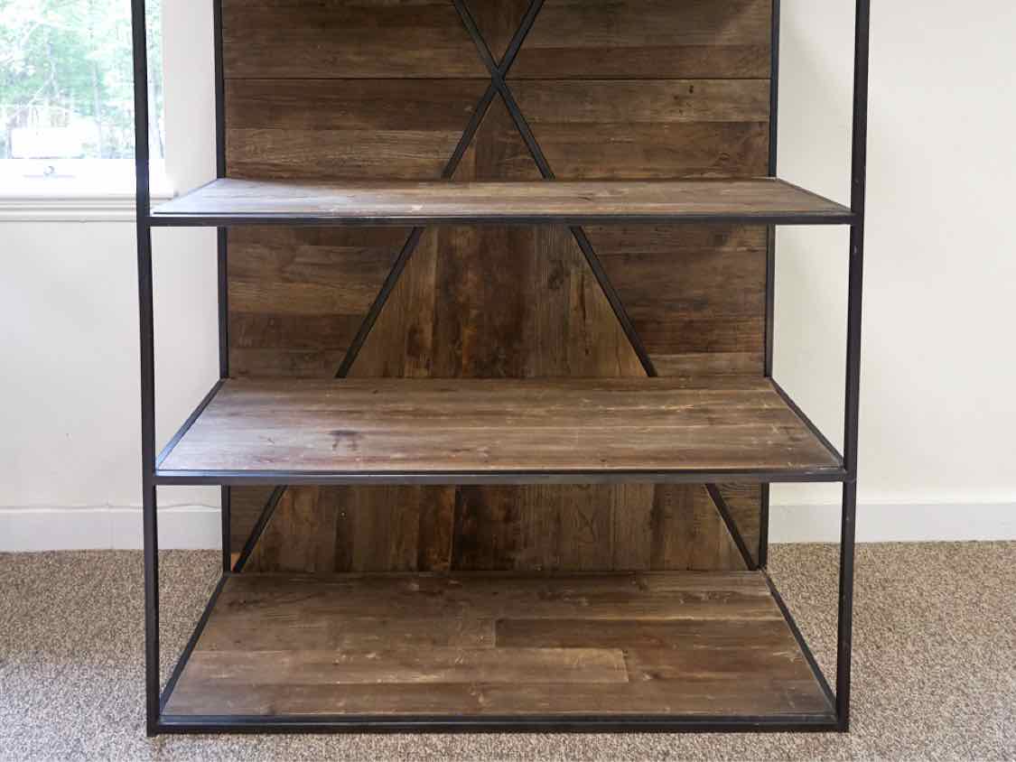 Industrial Metal & Wood Four Shelf Bookcase