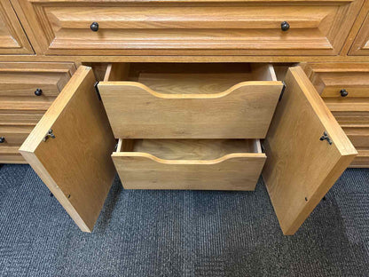Thomasville 'Eastlake' Washed Oak Triple Dresser & Mirror
