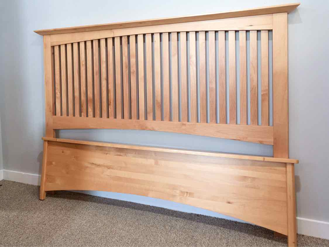 Maple Slat Queen Bed with Maple Wood Rails