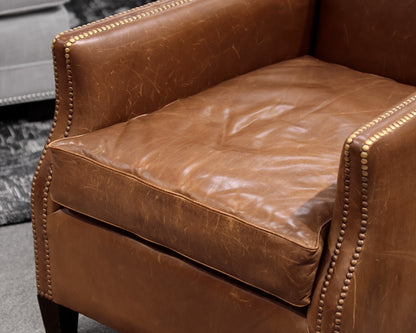 Leather Chair and Ottoman
