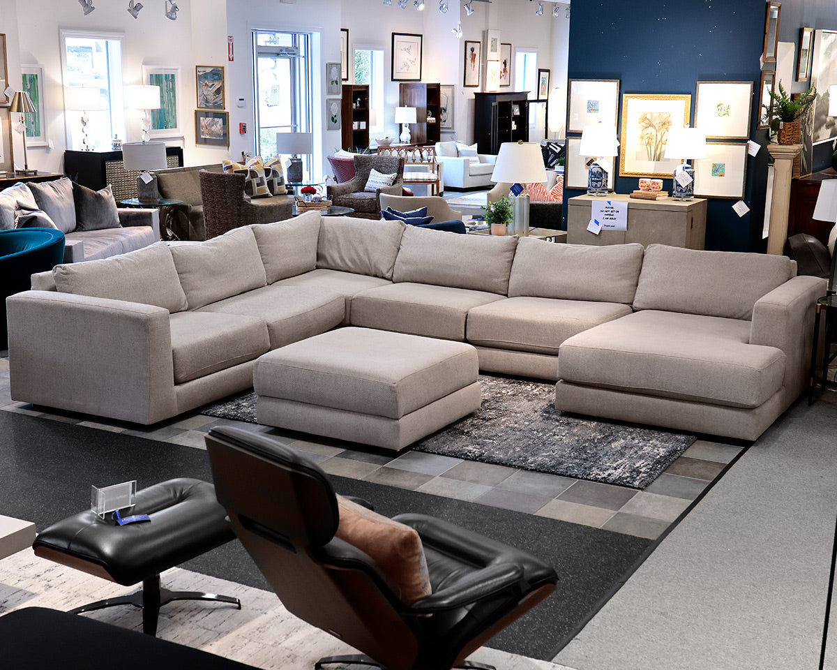 Crate & Barrel Upolstered 4-Piece Sectional W/ Ottoman