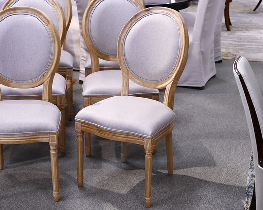 Set of 6 Noble House Home Oval Back Dining Chairs in Natural Linen
