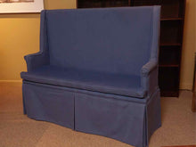 Denim Blue Upholstered Banquet with Skirt
