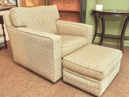 Pair of Boston Interiors Swivel Chairs with Ottomans