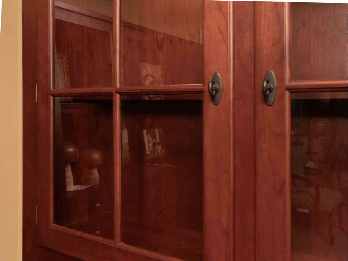 Le Mieur Cherry  2 Glass Pane Door Hutch in Russet Finish