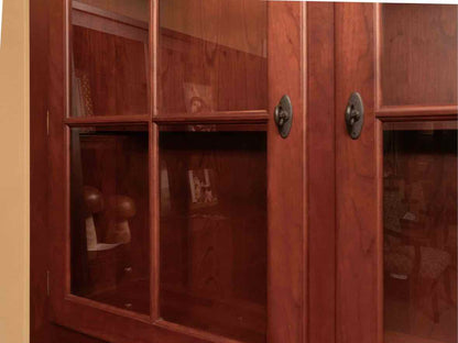 Le Mieur Cherry  2 Glass Pane Door Hutch in Russet Finish