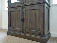 Two Piece Display Cabinet in Black Wash with Dimmer