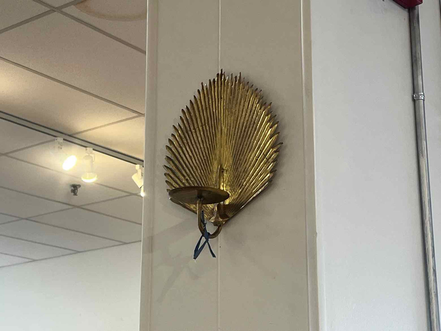 Antique Brass Palm Leaf Candle Sconce