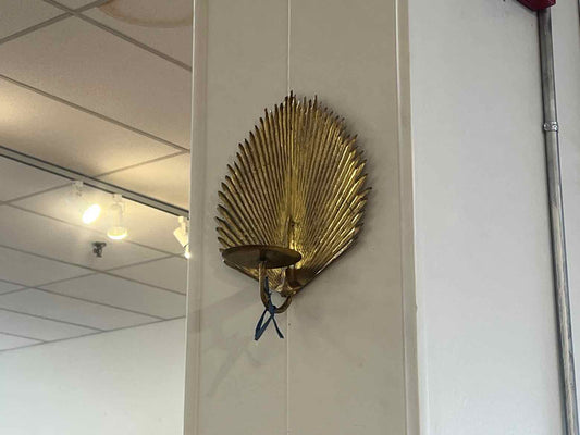 Antique Brass Palm Leaf Candle Sconce