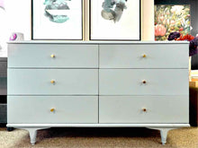 Mid-Century Style Dresser in Arctic Blue Finish with Gold Pulls