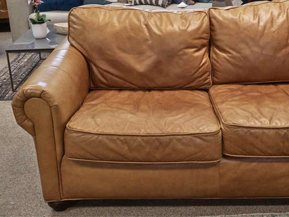 RH Saddle Brown Leather 2 Cushion  Sofa