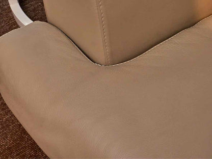 Nicoletta  Taupe Leather Contemporary  Loveseat