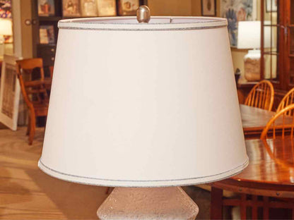 Bexium Blue Ceramic Table Lamp with Blue-Trimmed White Shade