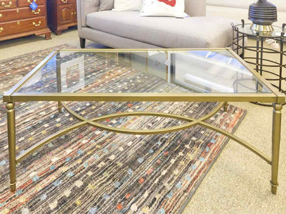 Brass Base Cocktail Table With Glass Top