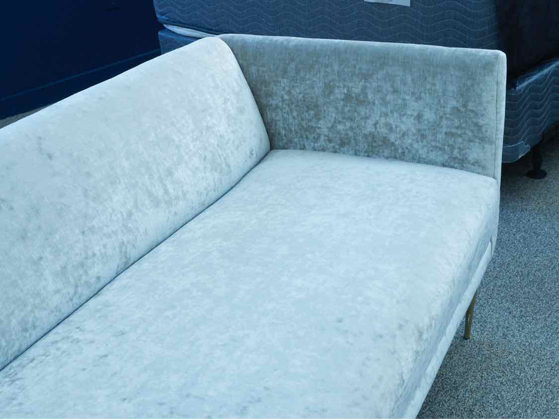 Performance Velvet Silver Gray Tight Back Chrome Legs Loveseat