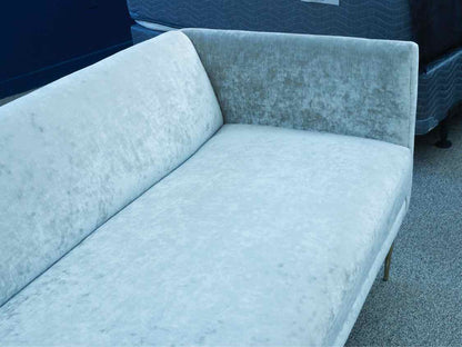 Performance Velvet Silver Gray Tight Back Chrome Legs Loveseat