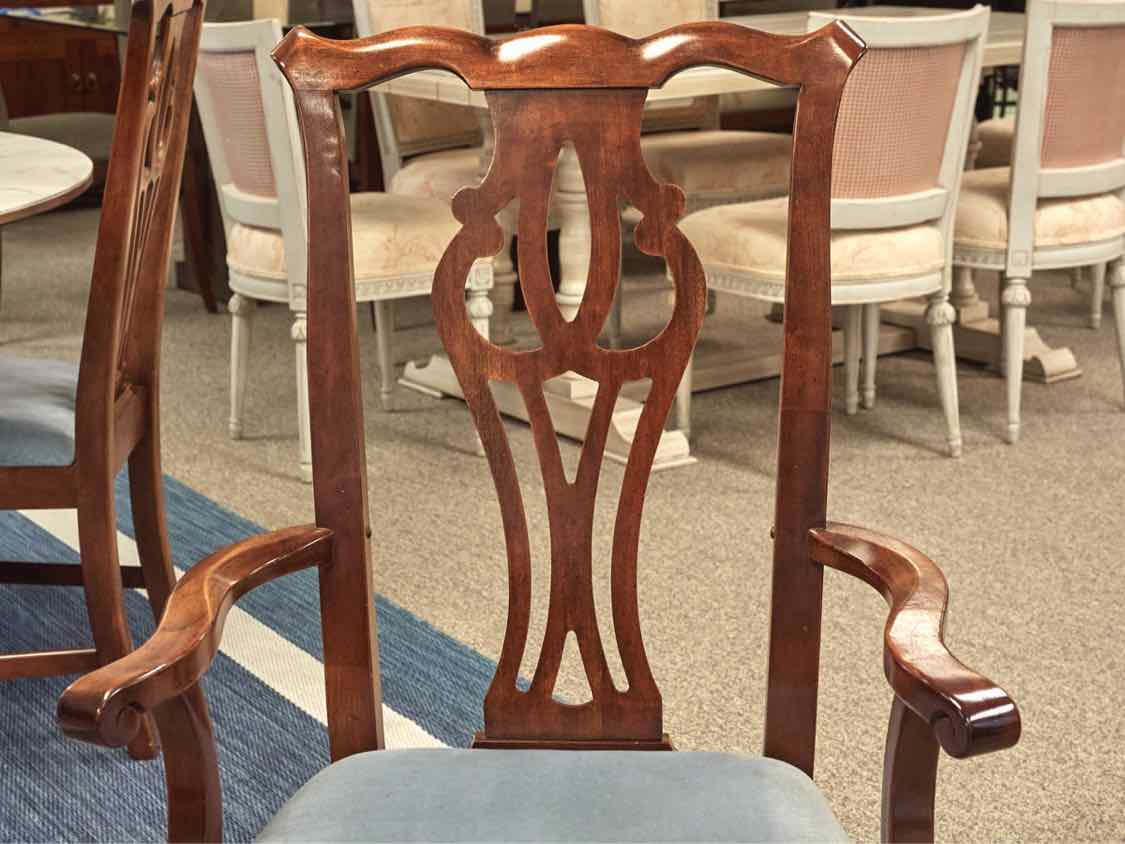 Set of Six Cherry Framed Chippendale Dining Chairs