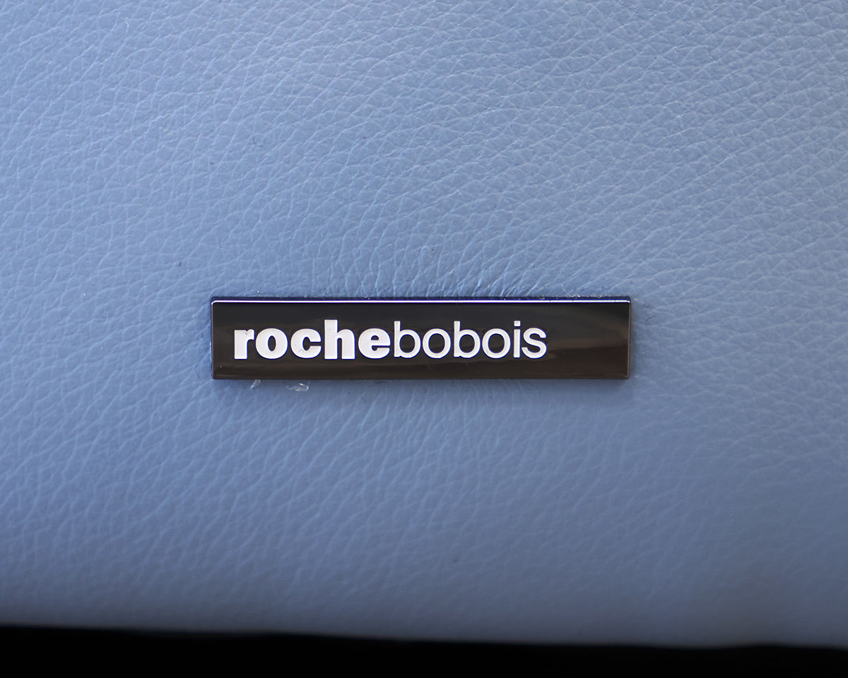 Roche Bobois Tangram Swivel Chair in Robins Egg Blue Leather