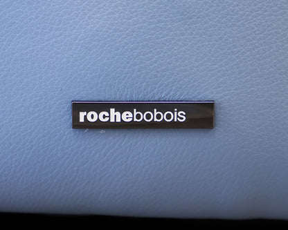 Roche Bobois Tangram Swivel Chair in Robins Egg Blue Leather