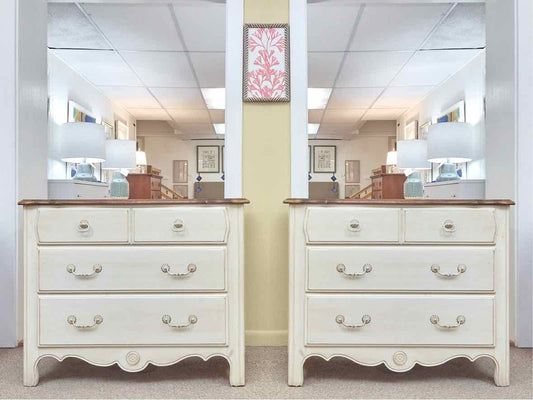 Pair Of Ethan Allen  Swedish Home Cream Finish 3 Drawer Chests