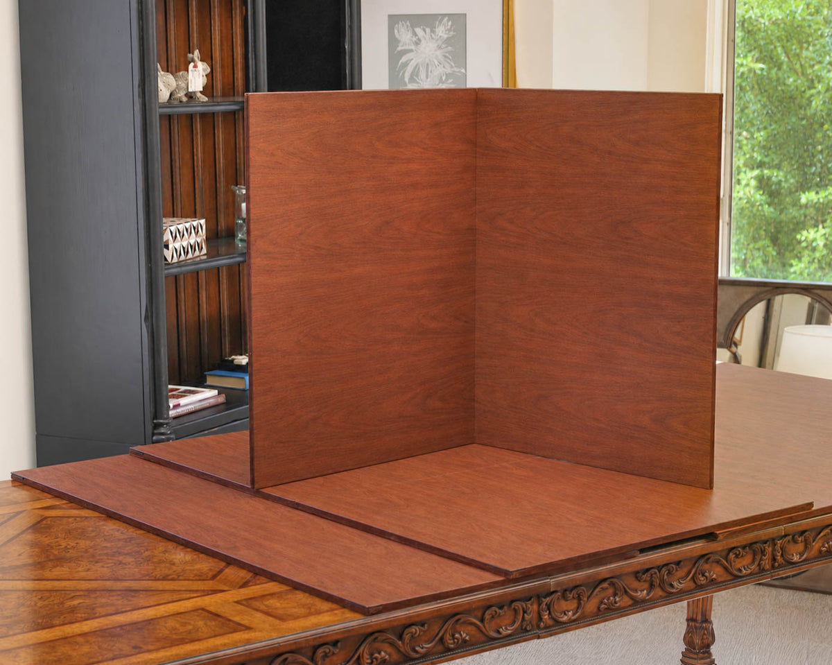 Henredon French Louis XVI Burl Walnut Dining Table W/ Oak Inlays  And 2 Leaves