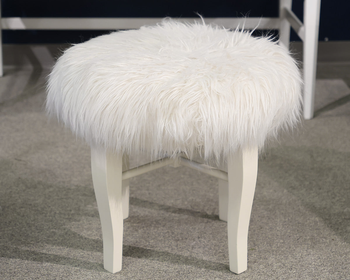PB Teen Glam Furry White Stool