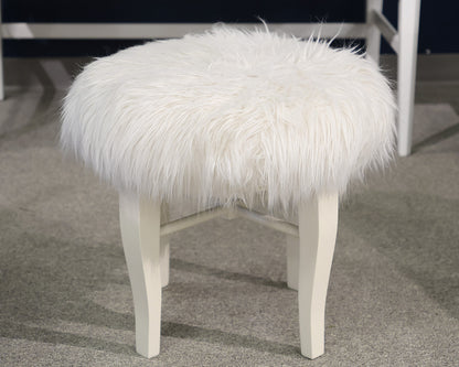 PB Teen Glam Furry White Stool