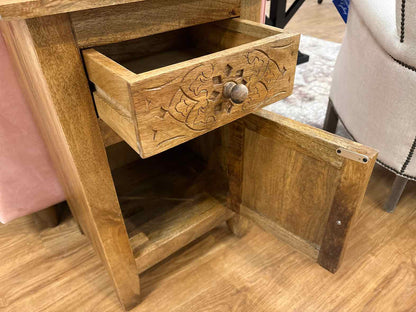 Jofran Global Archive Hand-Carved Walnut Side Table