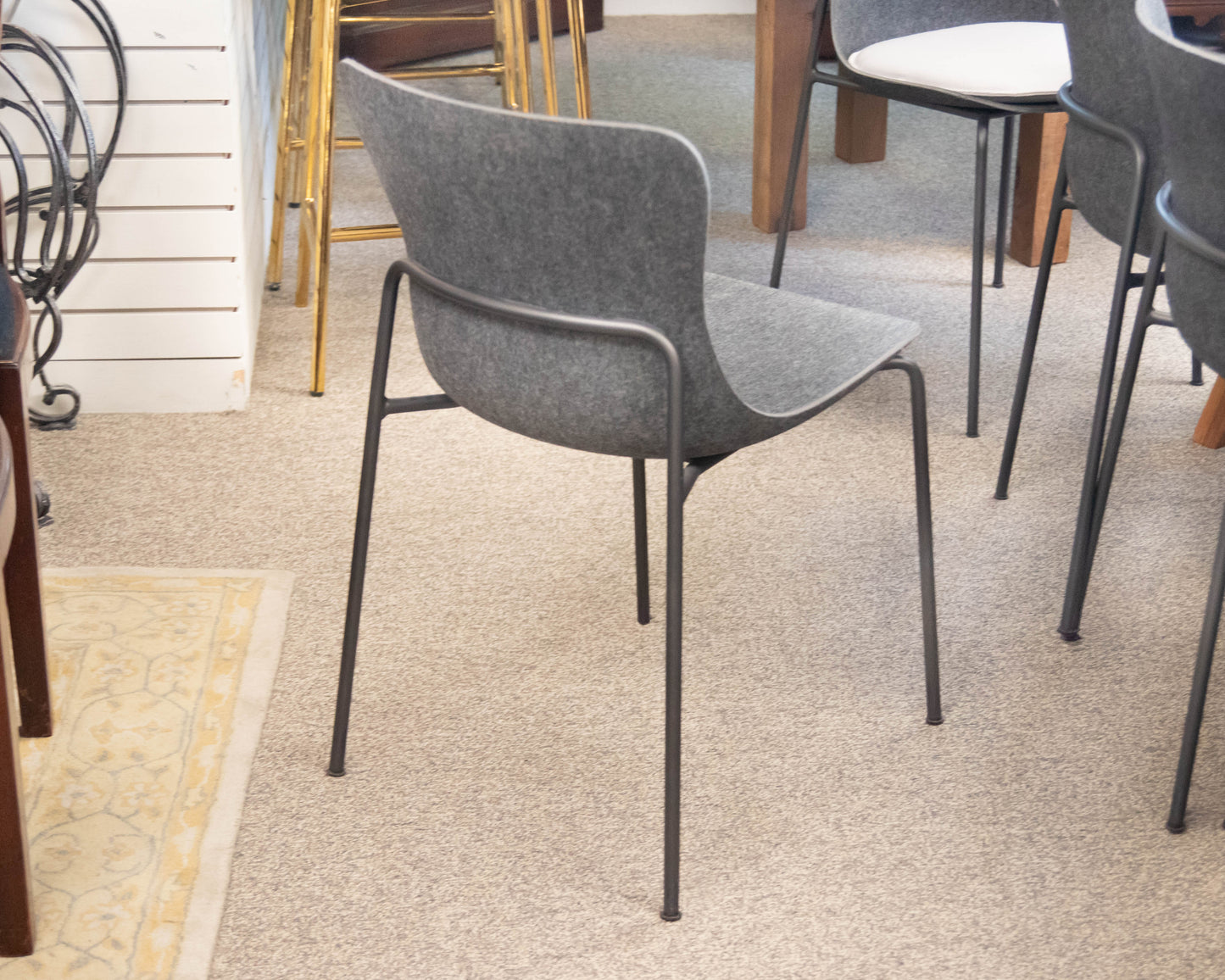 Set of 6 Ligne Roset Ettoriano Charcoal Felt Dining Chairs