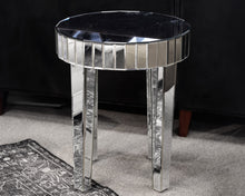Round Mirrored Fluted Accent Table