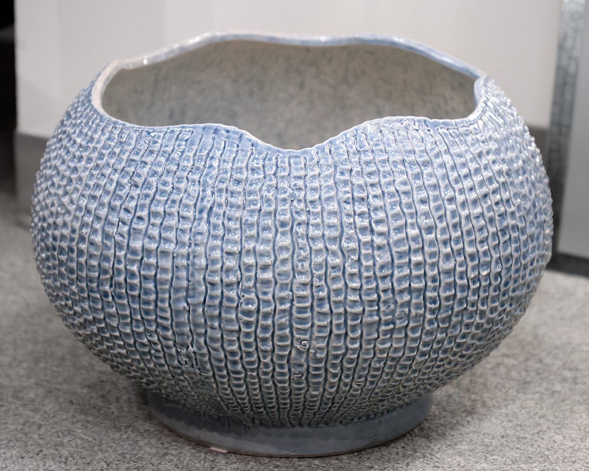 Large Blue Pinch Pot Planter