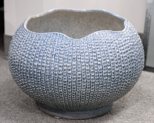 Large Blue Pinch Pot Planter