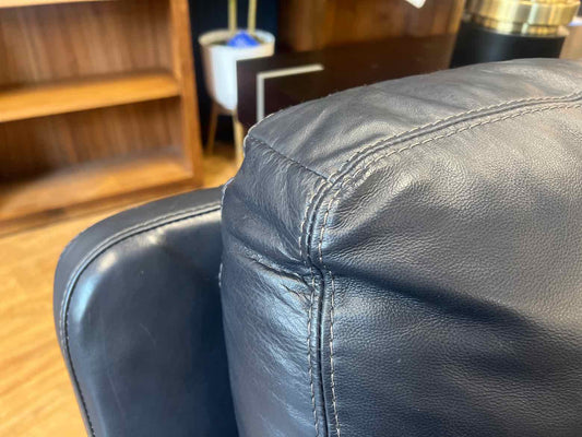 Navy Blue Leather Sofa