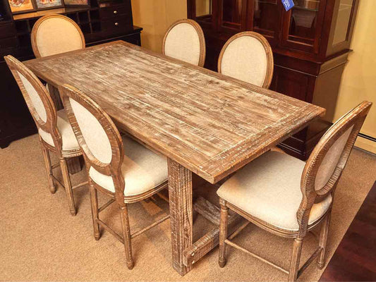 Rustic Driftwood Finish High Top Table &  6 Chair Set