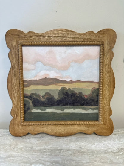 Set of Two Natural Wood Framed Landscape