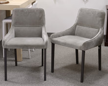 Pair of Ligne Roset Long Island Contemporary Dining Chairs in Grey Velvet