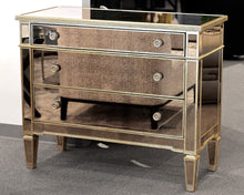 Mirrored 3-Drawer Accent Chest with Gold Trim