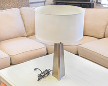 Crate & Barrel Isla Pewter Triangle Table Lamp