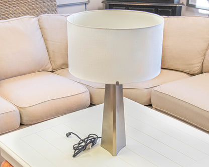Crate & Barrel Isla Pewter Triangle Table Lamp
