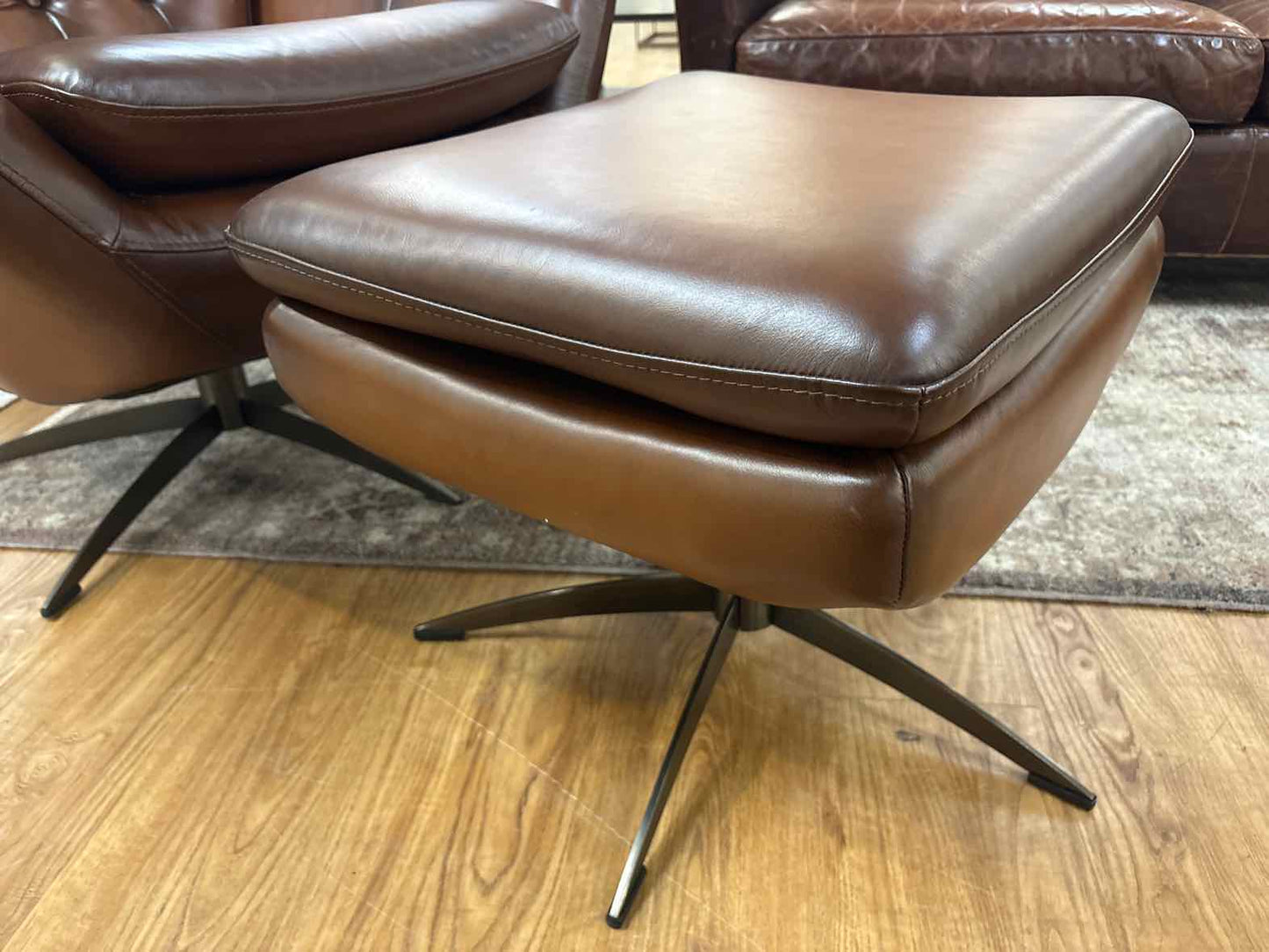 Pottery Barn 'Wells' Swivel Chair + Ottoman