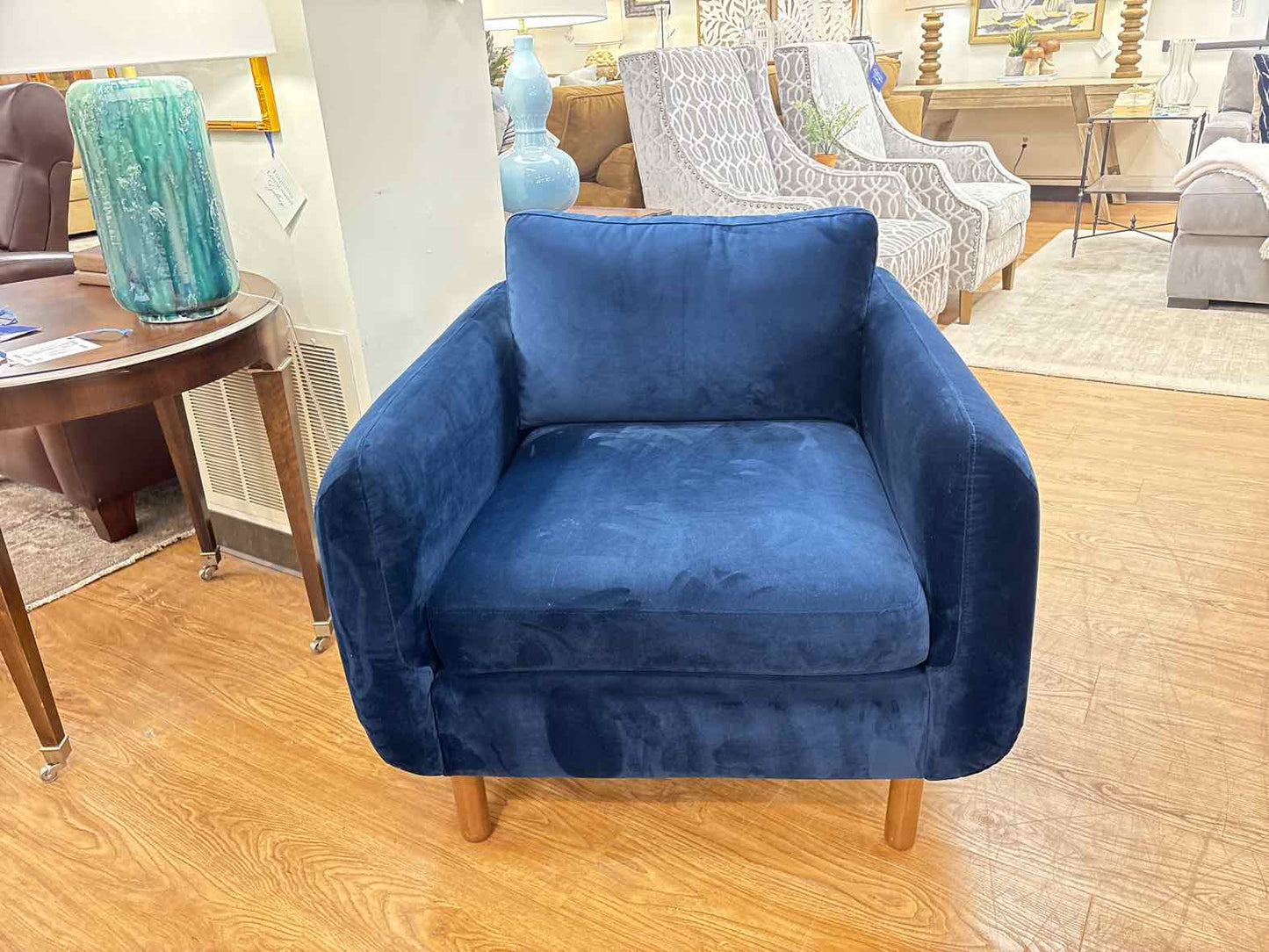 Falkon Contemporary Blue Velvet Accent Chair
