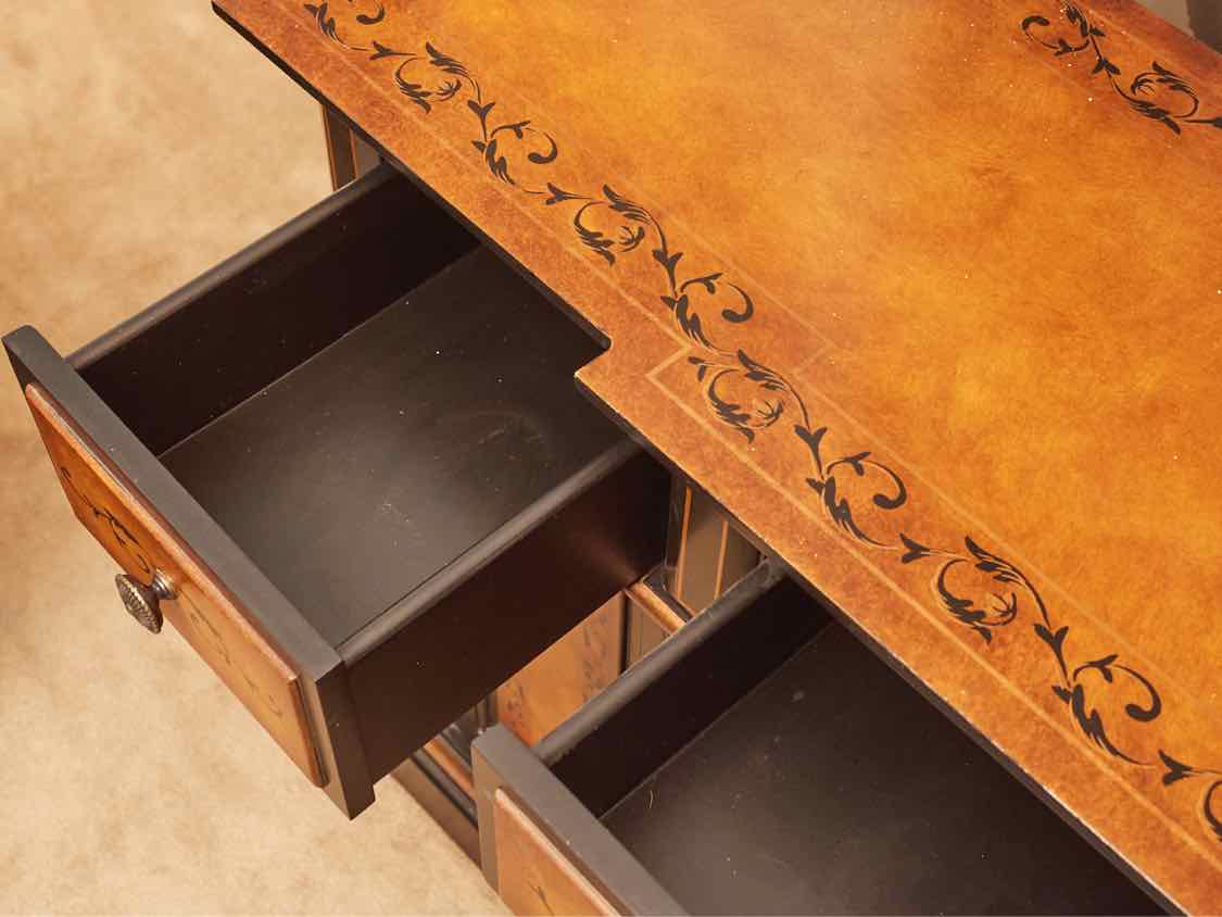 Black Finish With Stencil Accents 3 Drawer & 4 Door  Sideboard